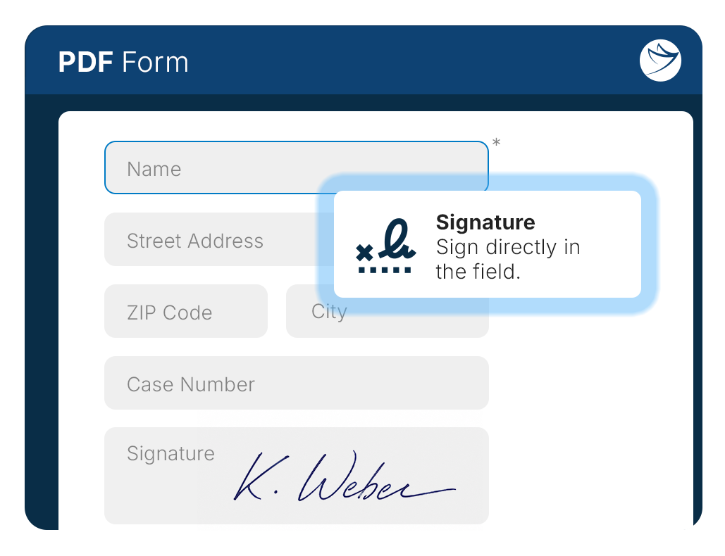 Digital signature of a completed document